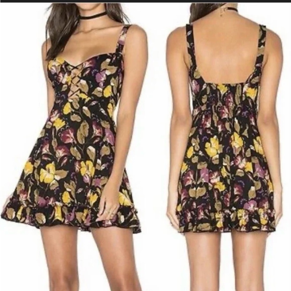 ❤️Intimately Free People Dark Femme Floral Print Micromini Corset Bust